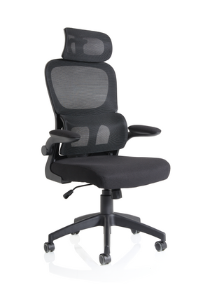 Iris Task Operator Black Mesh Back Fabric Seat With Headrest Image 10