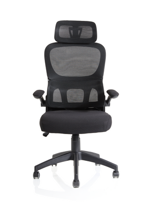 Iris Task Operator Black Mesh Back Fabric Seat With Headrest Image 3