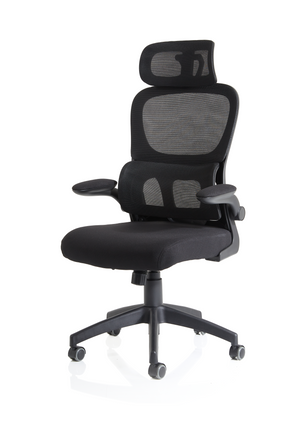 Iris Task Operator Black Mesh Back Fabric Seat With Headrest Image 8