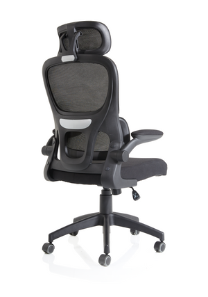 Iris Task Operator Black Mesh Back Fabric Seat With Headrest Image 15