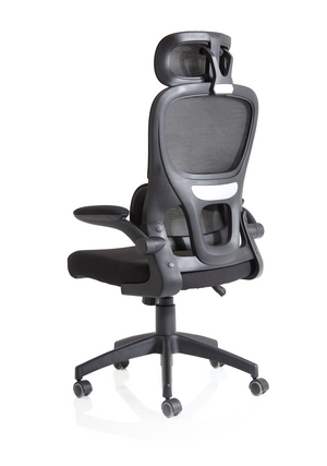 Iris Task Operator Black Mesh Back Fabric Seat With Headrest Image 7