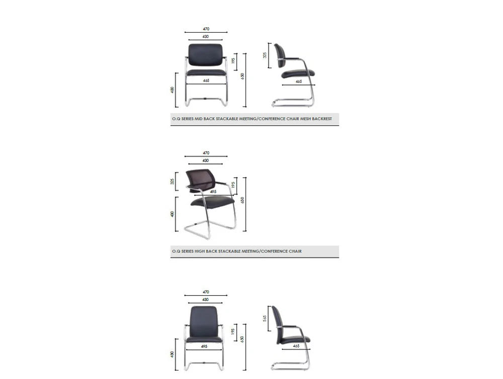 Oq Series High Backrest Stacking Chair  Chrome Frame Dimensions 1