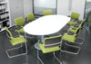 Oq Series Mid Mesh Backrest Stacking Chair  Chrome Frame 2