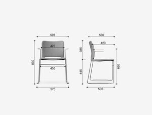 Onda Fabric Conference Chair with Sled Base Dimensions