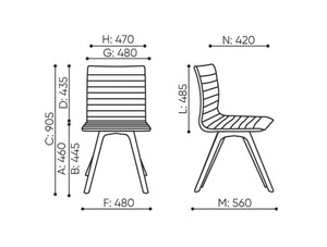 Orte Wooden Meeting Room Chair Dimensions