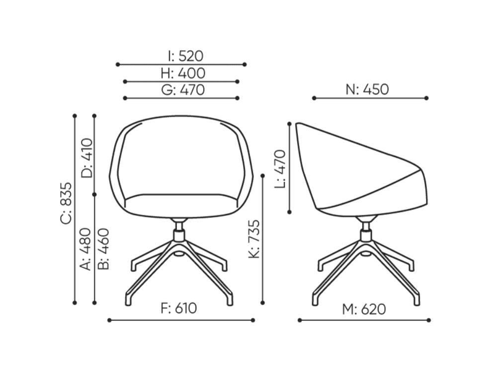 Oxco 4 Star Conference Chair Dimensions