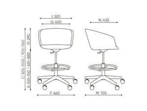 Oxco Small Sit Stand Mobile Chair Dimensions