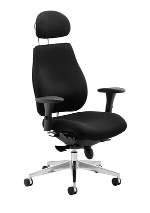 Chiro Plus Ergo Posture Chair Black With Arms With Headrest Image 2
