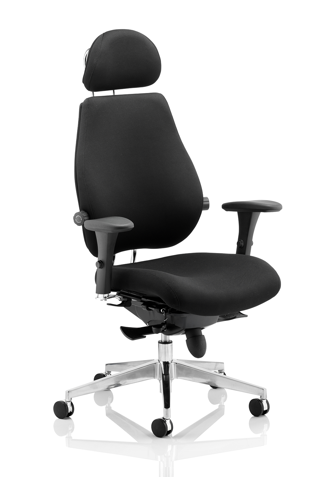 Chiro Plus Ultimate Black Leather With Arms With Headrest 