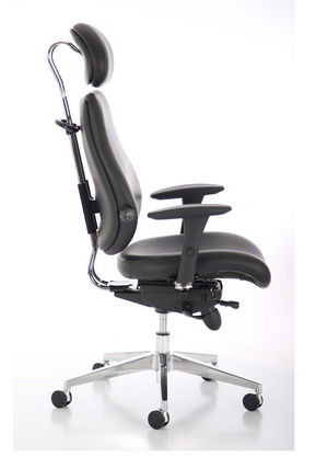 Chiro Plus Ultimate Black Leather With Arms With Headrest Image 3