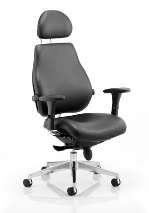 Chiro Plus Ultimate Black Leather With Arms With Headrest 