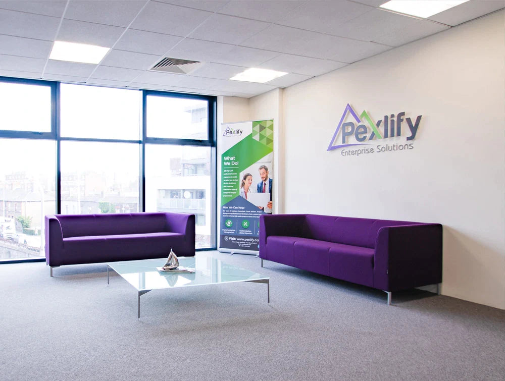 Pexlify Office Layout Purple Reception Seating