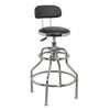 Pneumatic Workshop Stool with Adjustable Height Swivel Seat & Back Rest