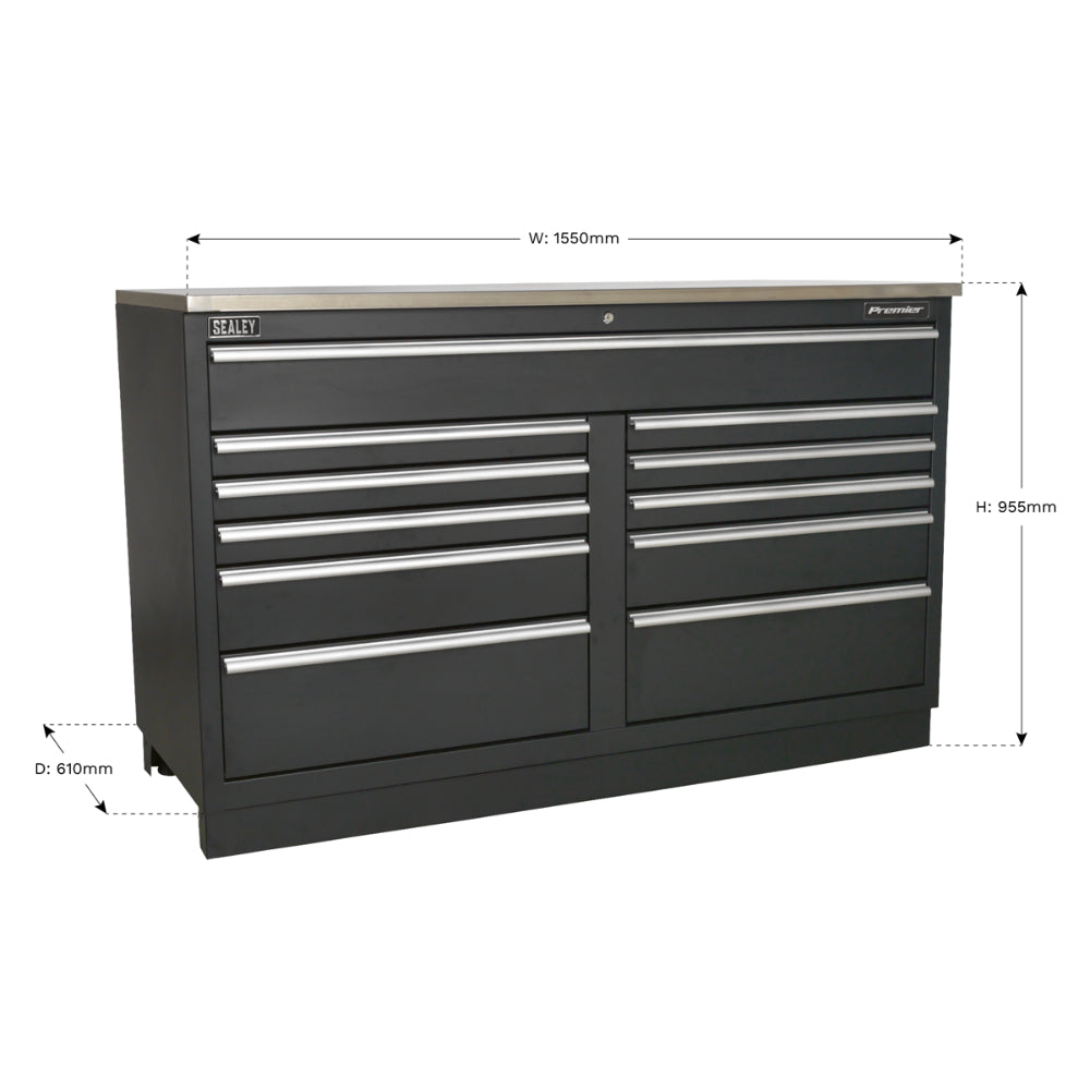 Premier Heavy-Duty Modular Floor Cabinet 11 Drawer 1550mm APMS04 3