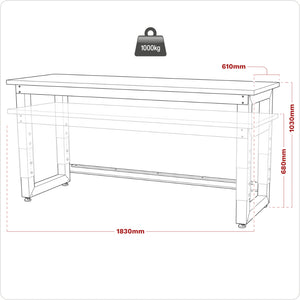 Premier Heavy-Duty Steel Adjustable Workbench with Wooden Worktop 1830mm APMS22 4