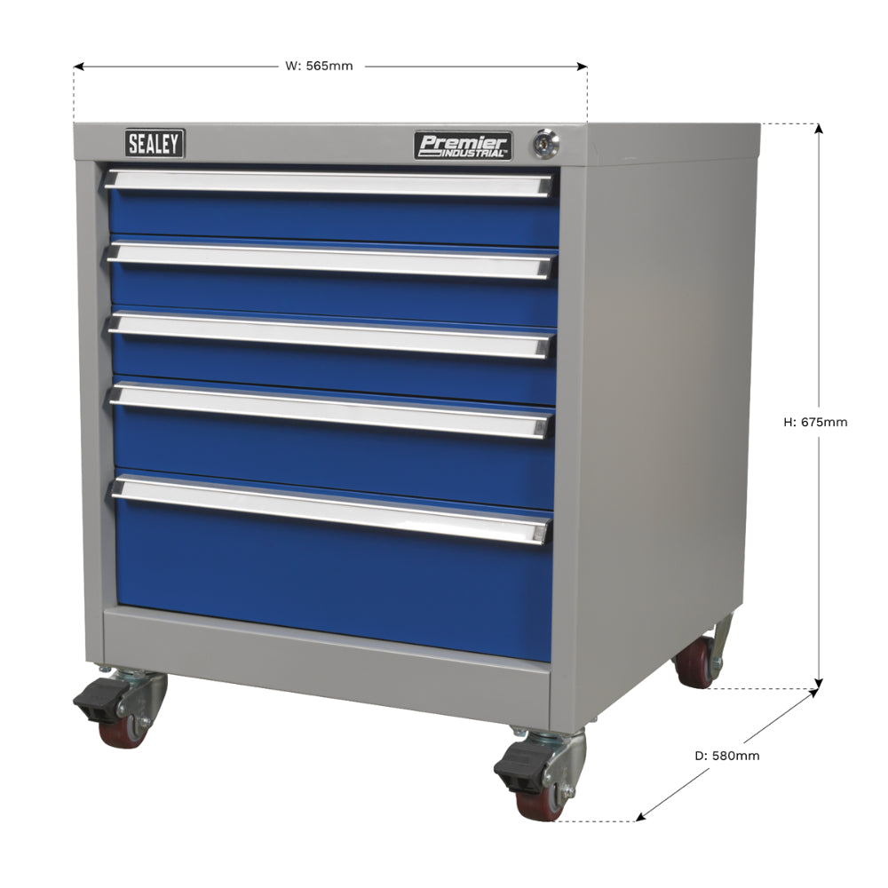 Premier Industrial Mobile Industrial Cabinet 5 Drawer API5657B 8