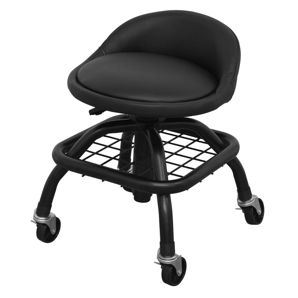 Premier Industrial Pneumatic Creeper Stool with Adjustable Height Swivel Seat and Back Rest SCR02B 2