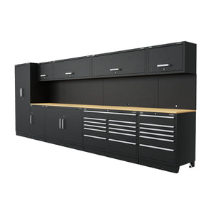 Premier Storage System with Hardwood Worktop 5.58m