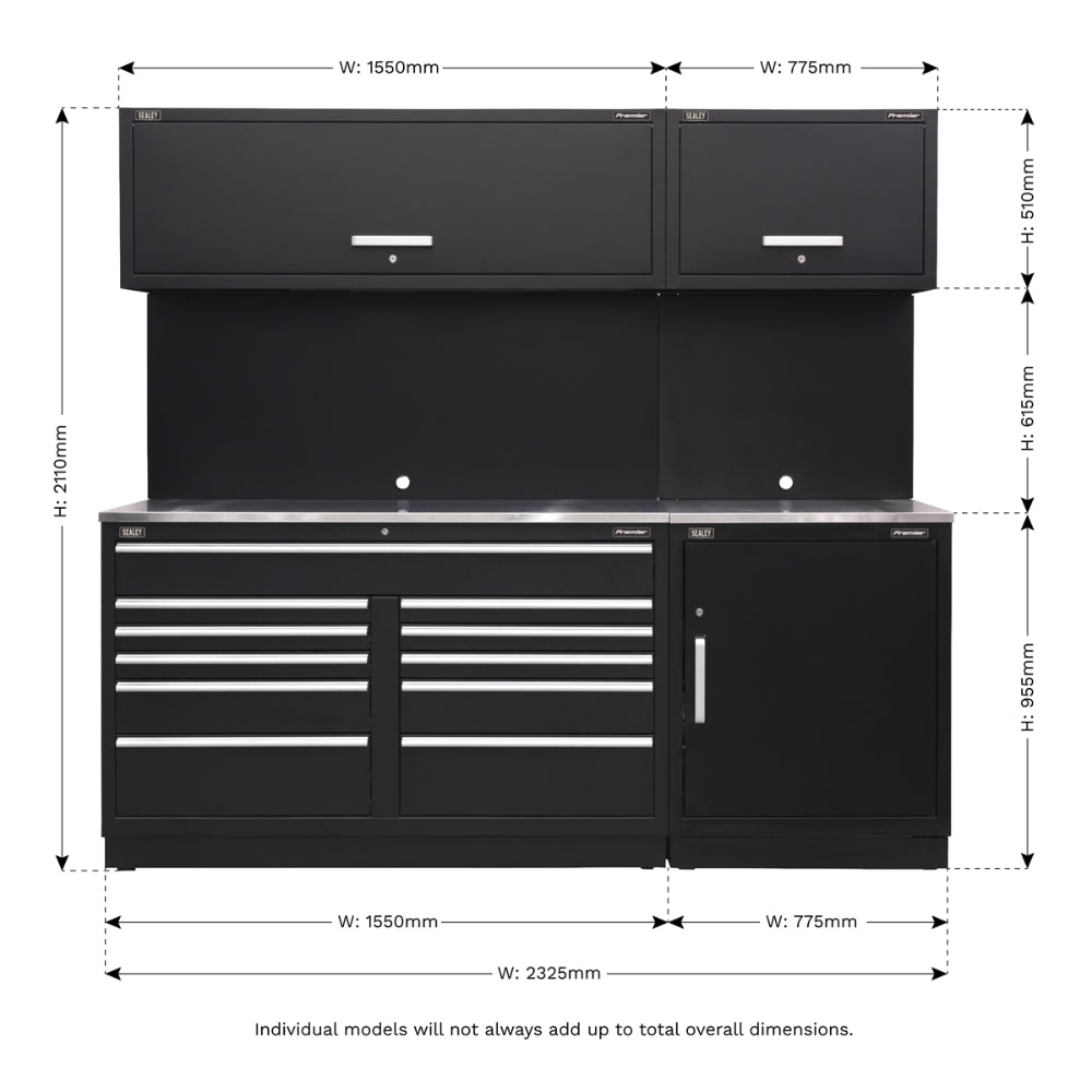 Premier Storage System with Stainless Worktop 2.33m APMSCOMBO4SS 9