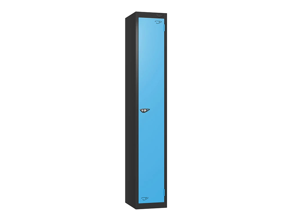 Prime 1-Door Steel Locker - Black & Cornflower Blue