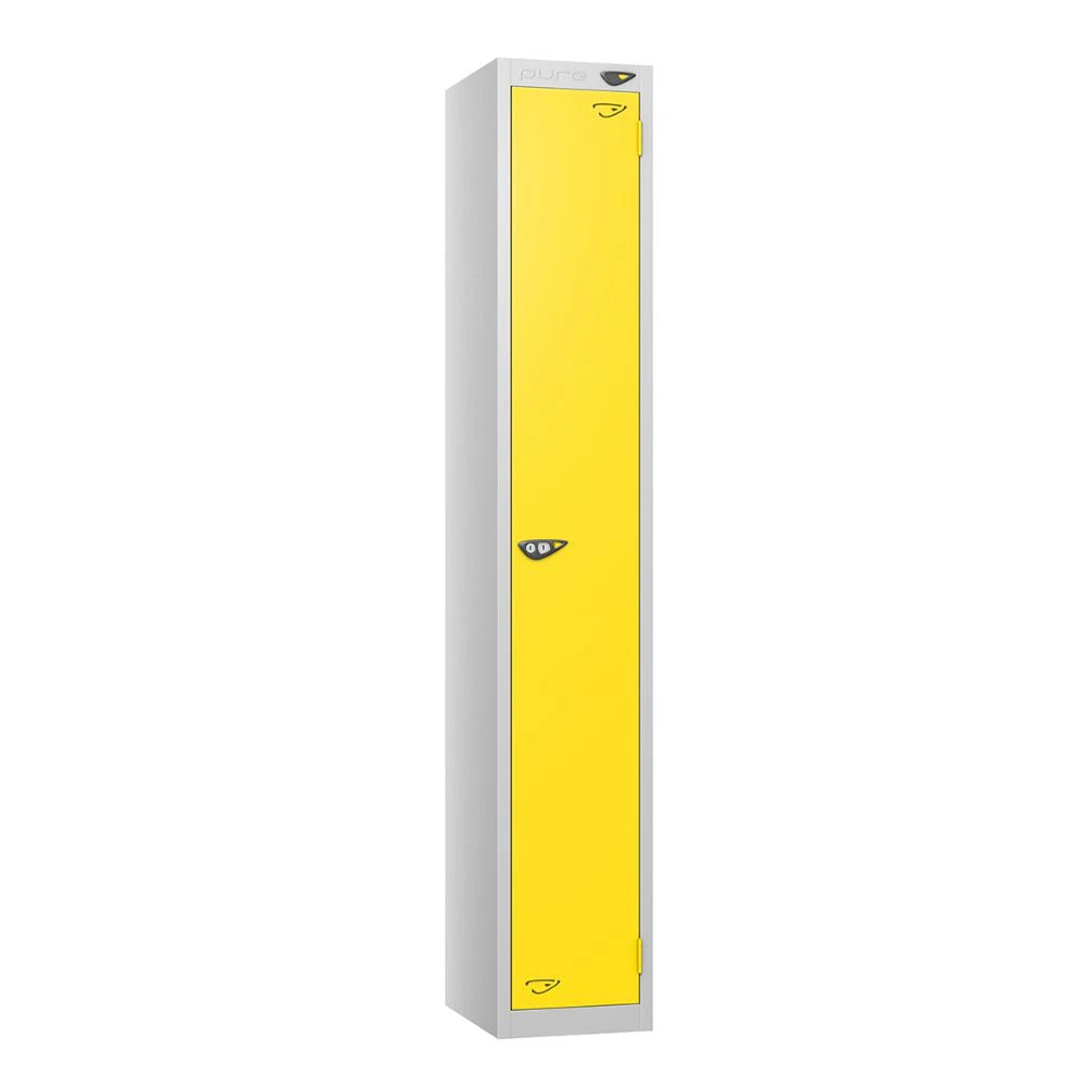 Prime 1-Door Steel Locker - Pearl Silver & Lemon Yellow