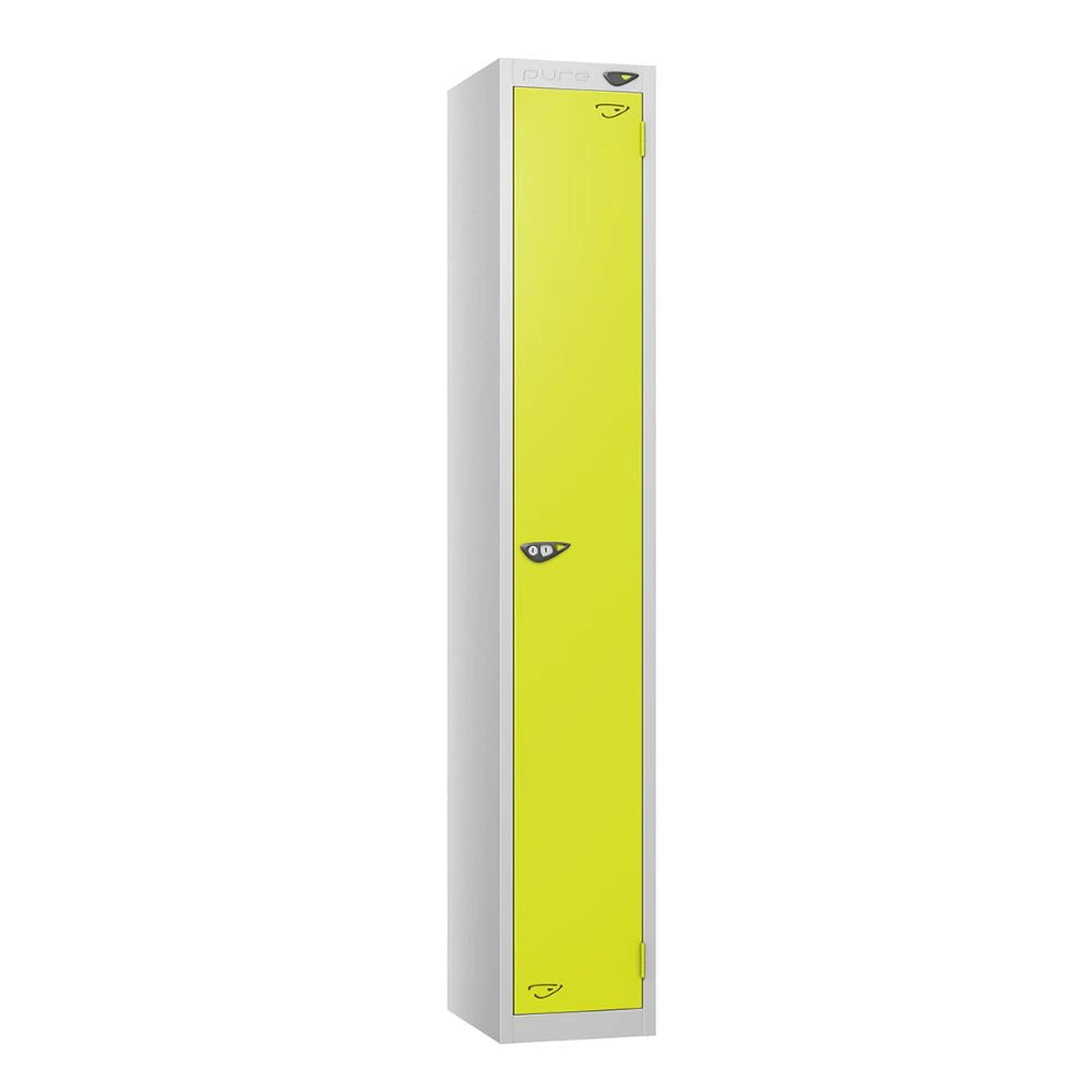 Prime 1-Door Steel Locker - Pearl Silver & Lime Light