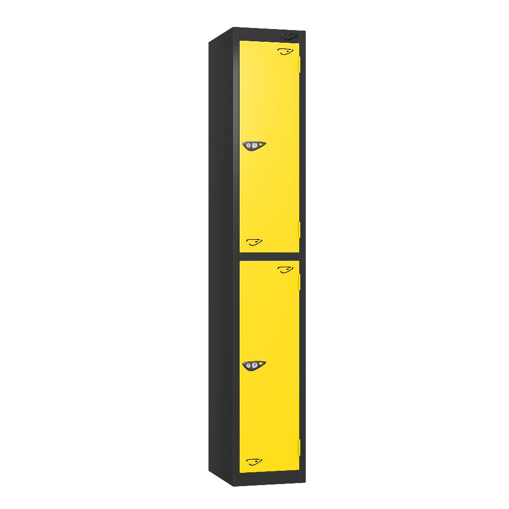 Prime 2-Door Steel Locker - Black & Lemon Yellow