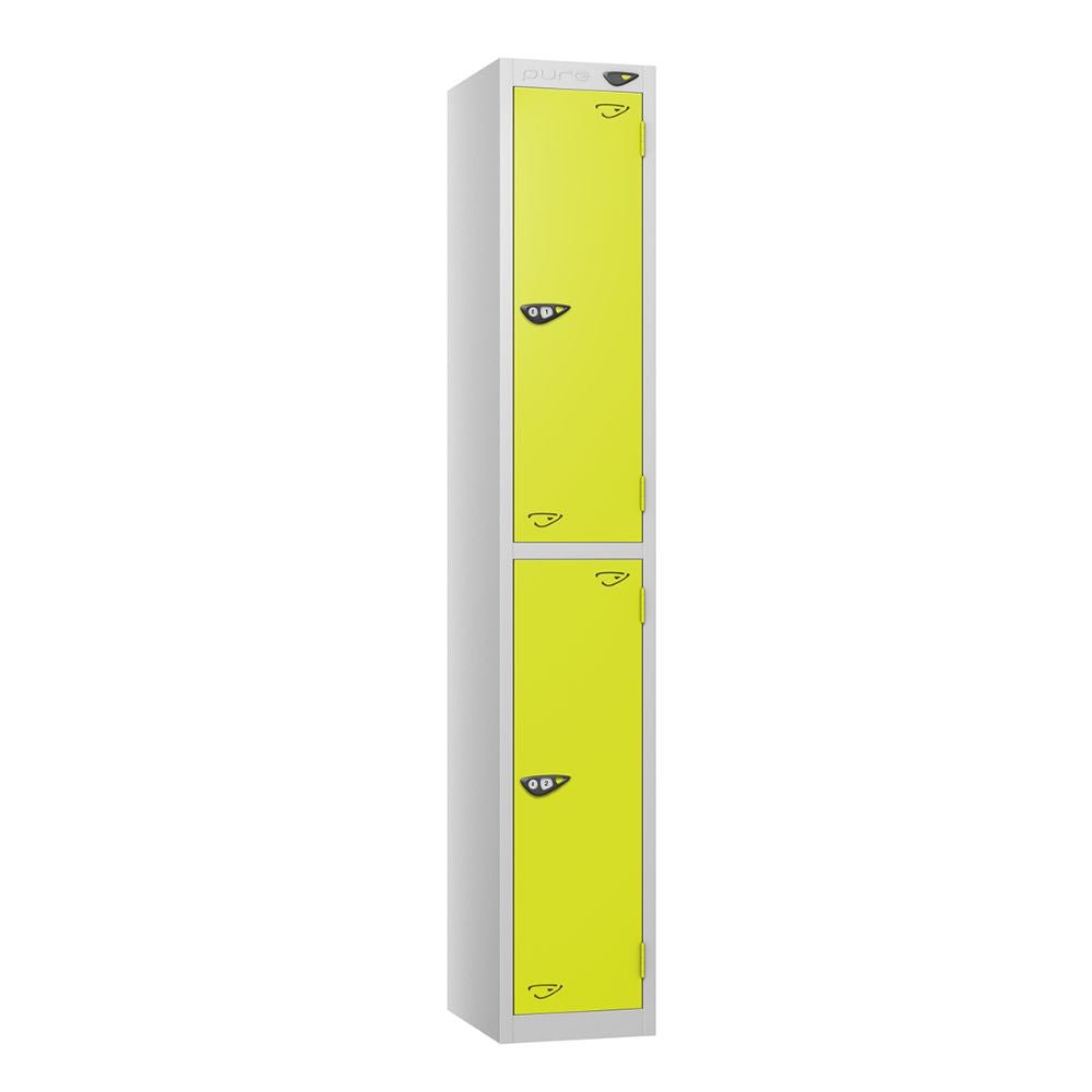 Prime 2-Door Steel Locker - Pearl Silver & Lime Light