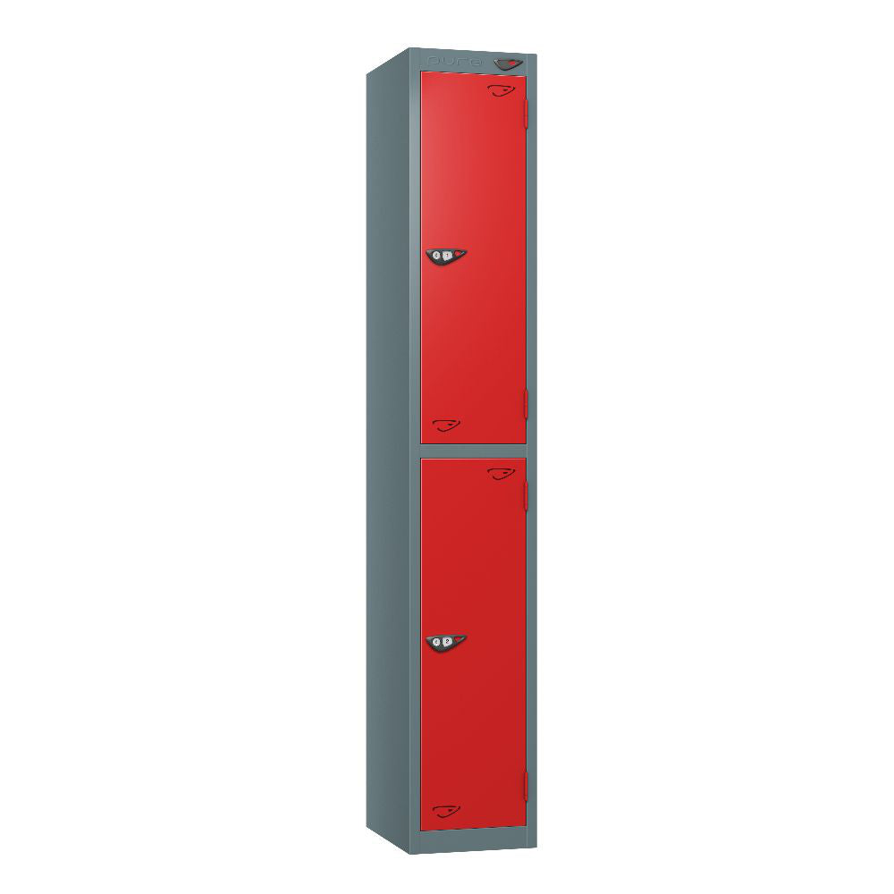 Prime 2 Door Steel Locker Slate Grey Flame Red