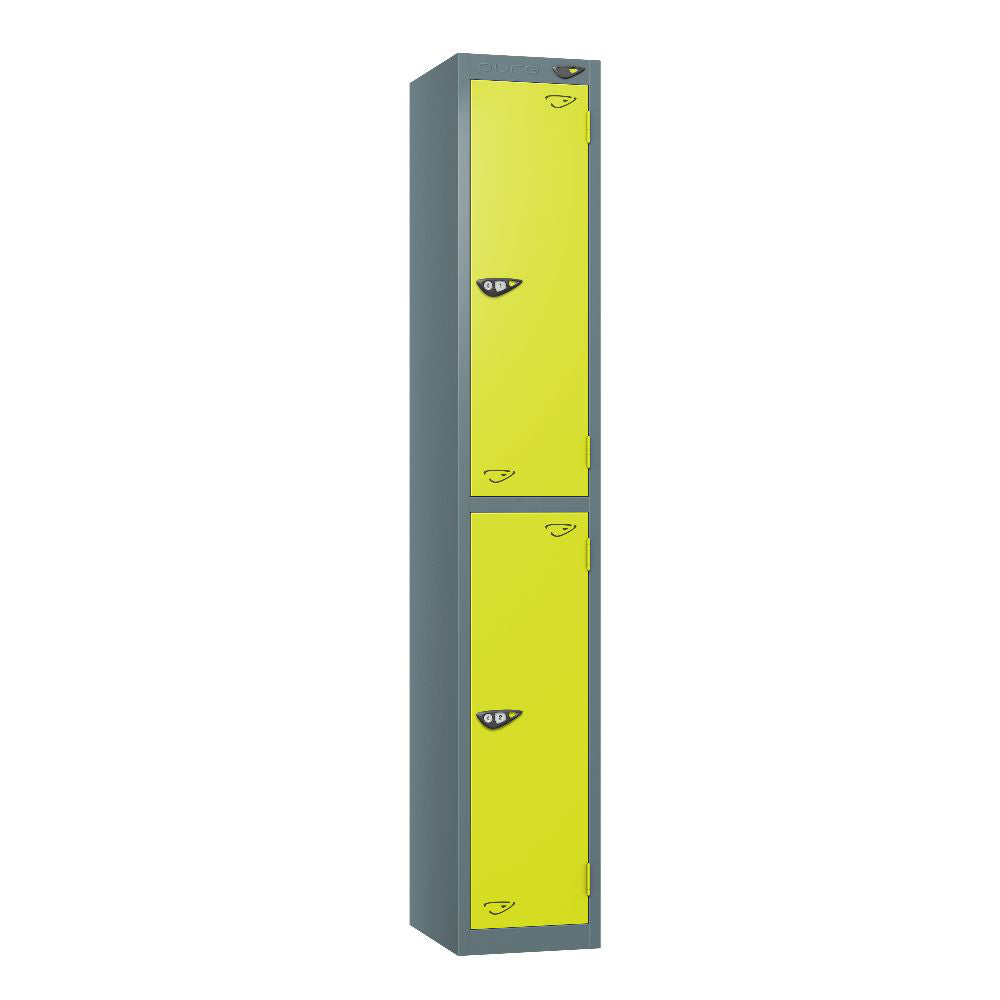 Prime 2-Door Steel Locker - Slate Grey & Lime Light