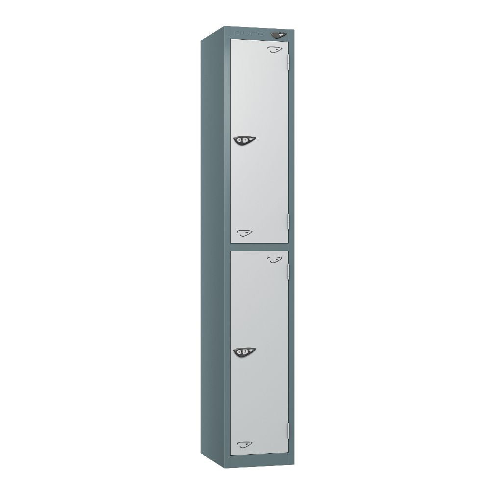 Prime 2-Door Steel Locker - Slate Grey & Pearl Silver