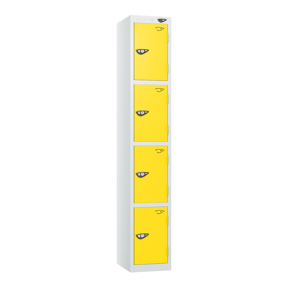 Prime 4-Door Steel Locker Arctic White Lemon Yellow