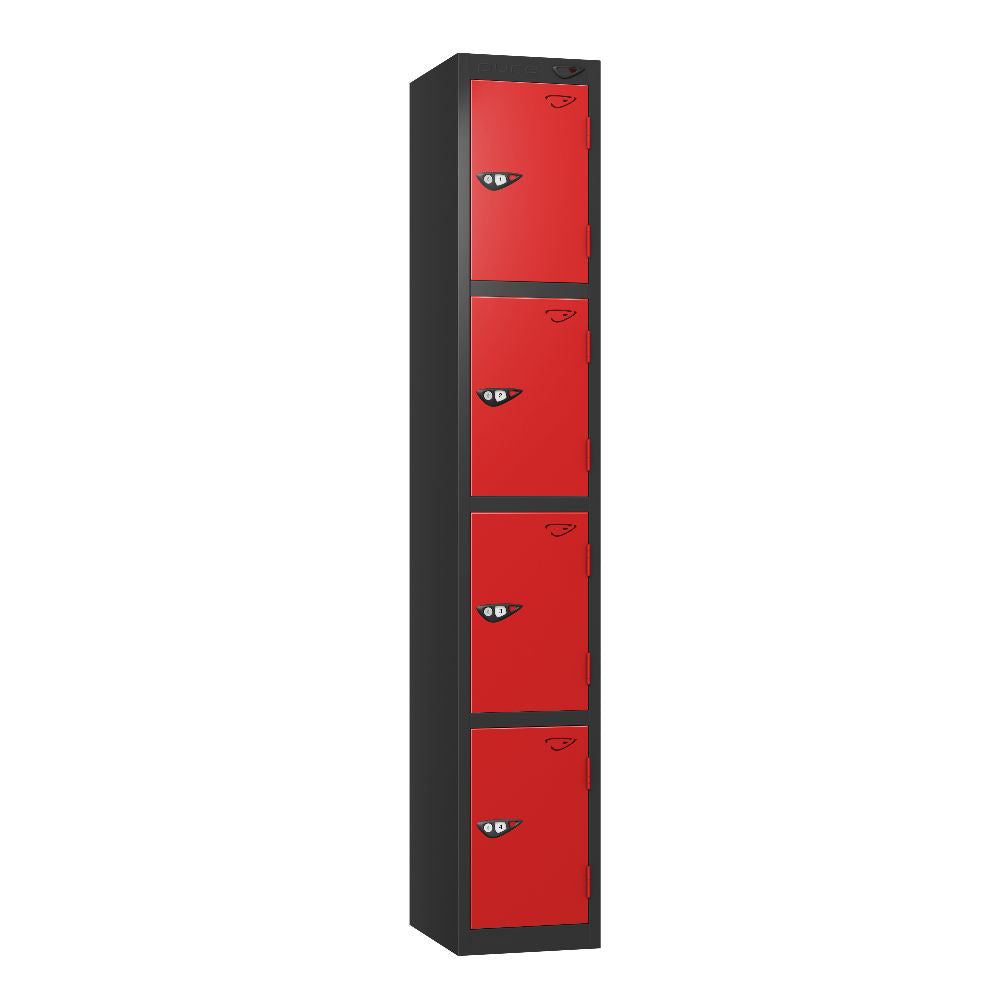 Prime 4-Door Steel Locker Black Flame Red