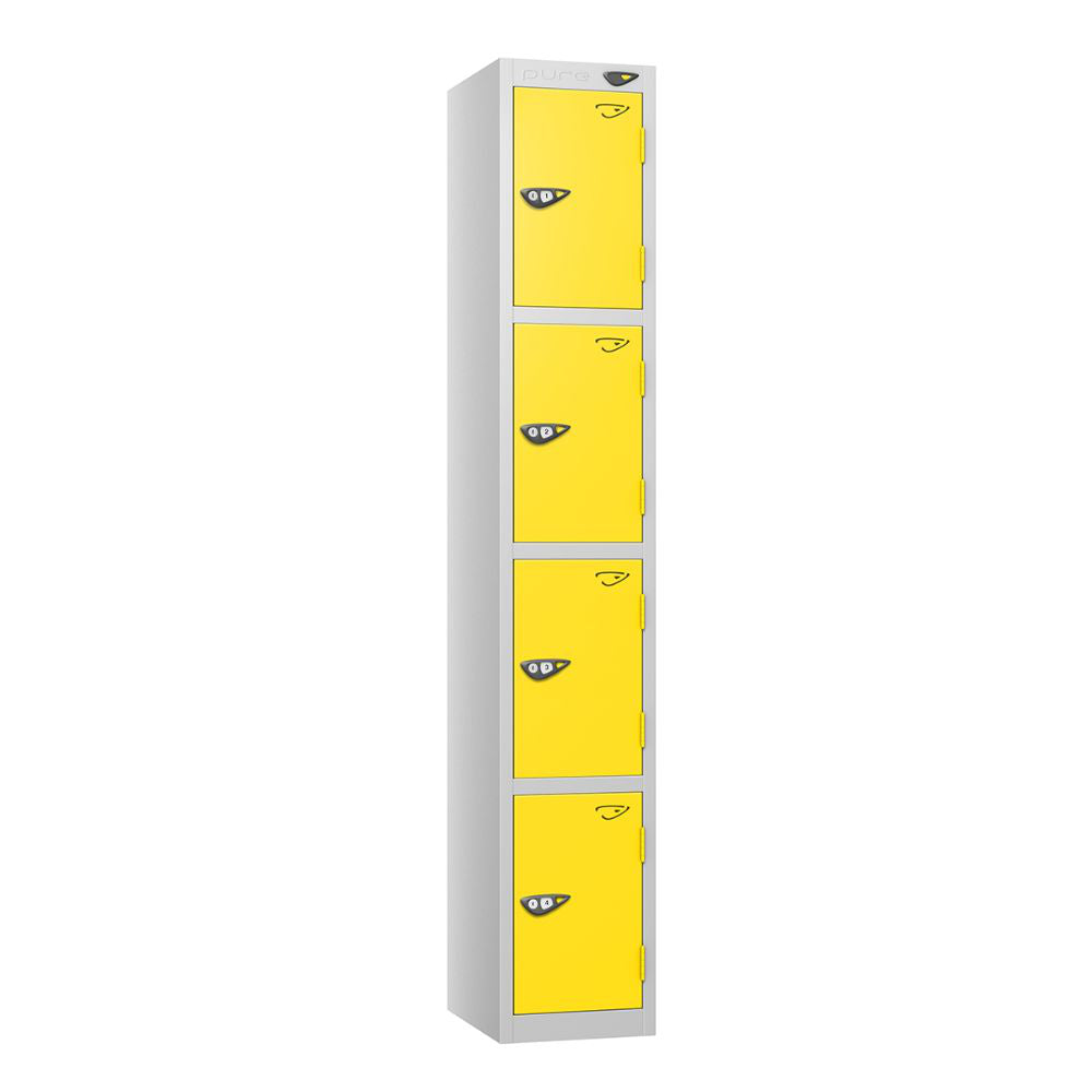 Prime 4-Door Steel Locker Pearl Silver Lemon Yellow