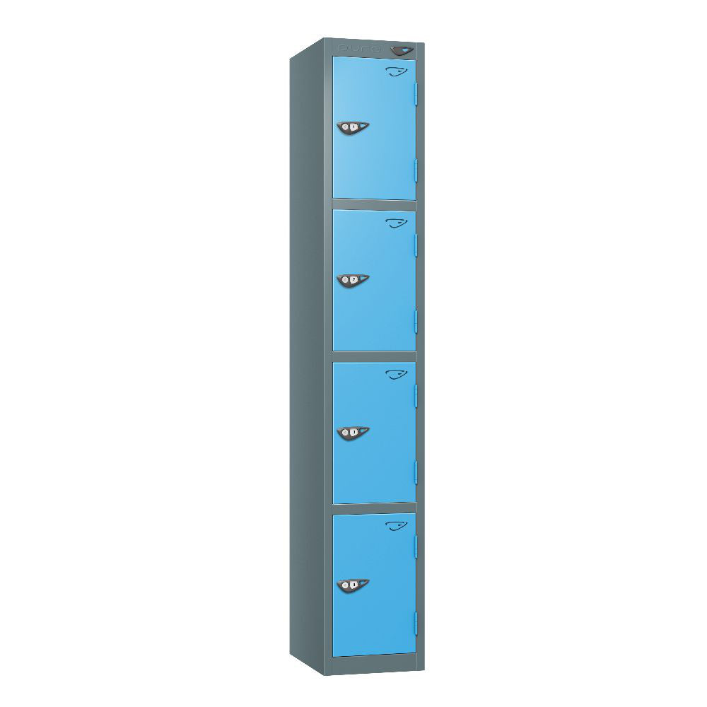 Prime 4-Door Steel Locker Slate Grey Cornflower Blue