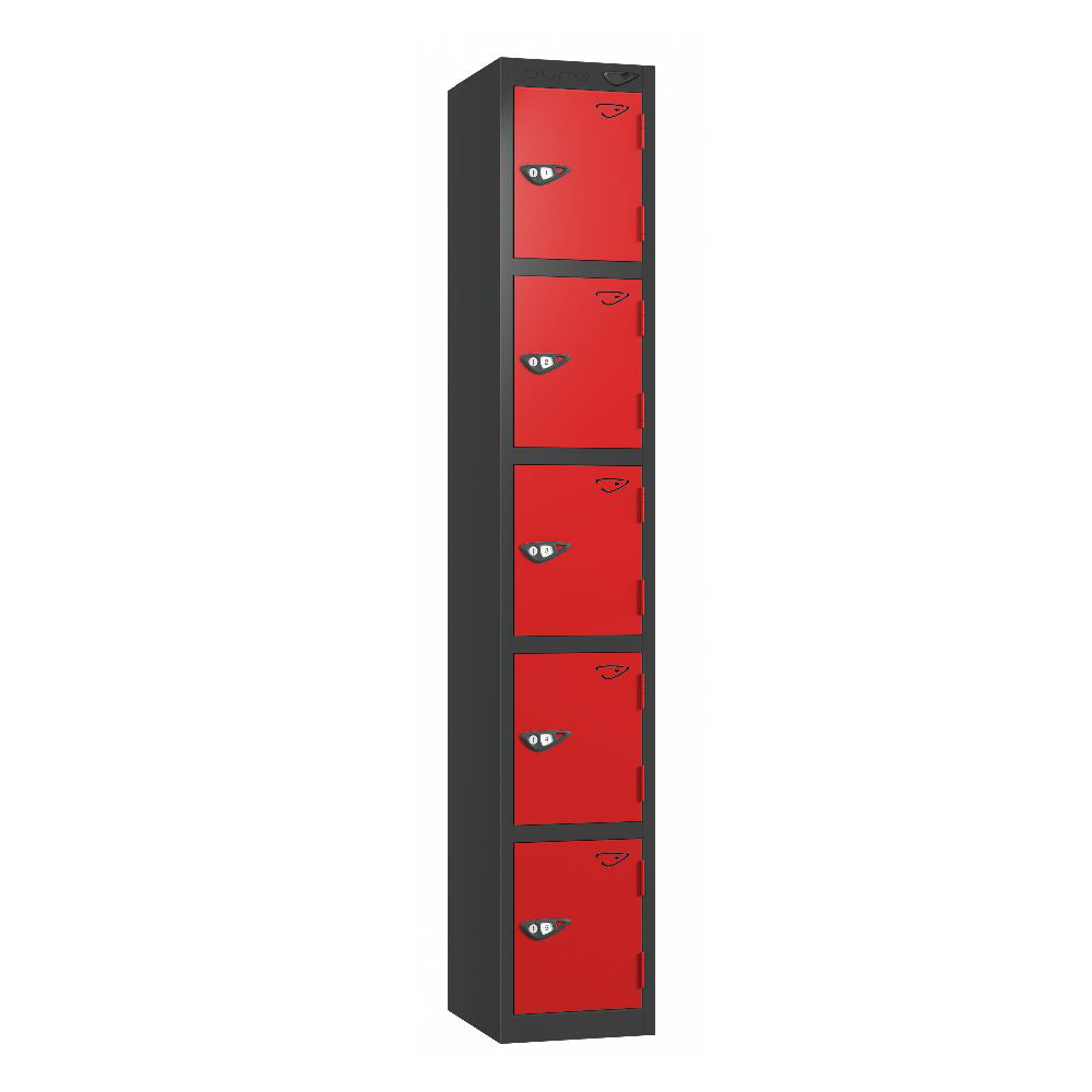 Prime 5-Door Steel Locker Black Flame Red