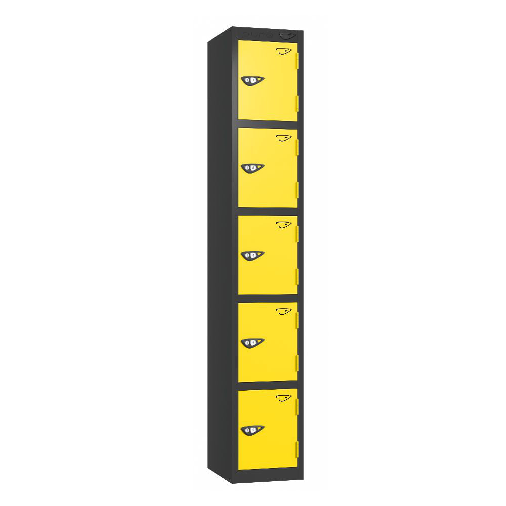 Prime 5-Door Steel Locker Black Lemon Yellow