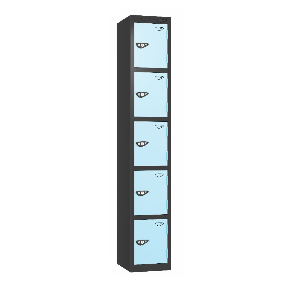 Prime 5-Door Steel Locker Black Ribbon Blue