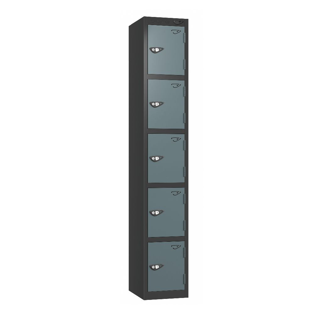 Prime 5-Door Steel Locker Black Slate Grey