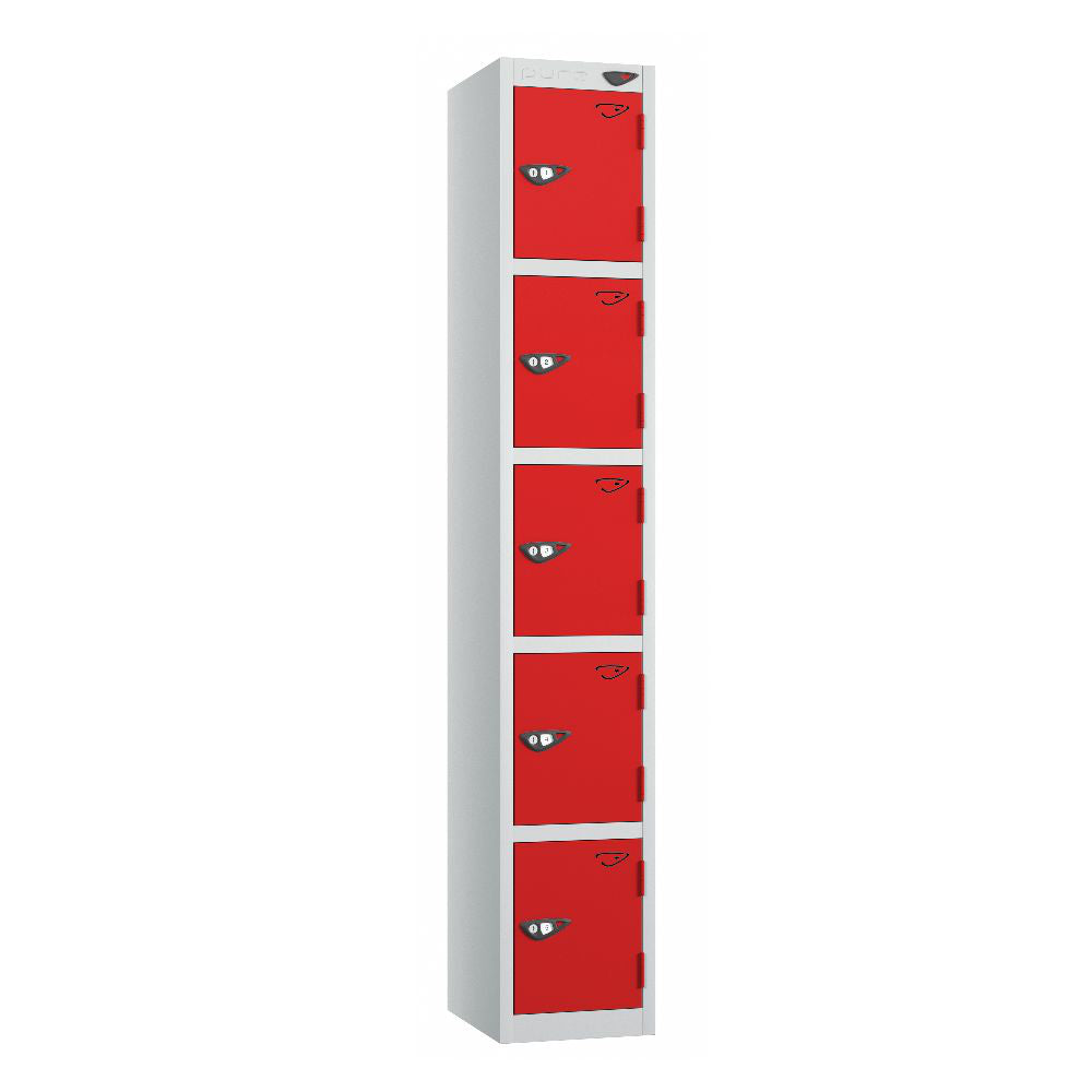 Prime 5-Door Steel Locker Pearl Silver Flame Red