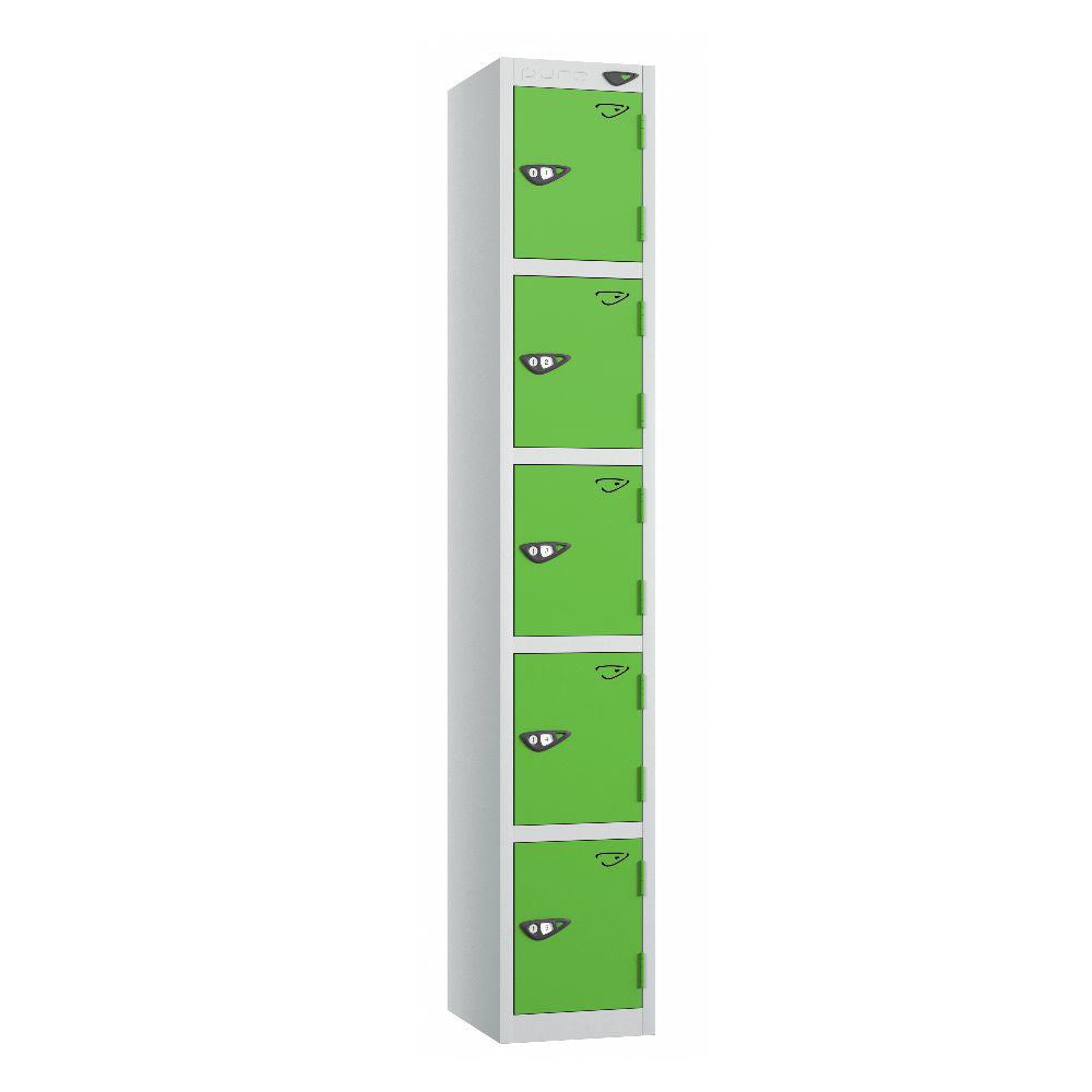 Prime 5-Door Steel Locker Pearl Silver Forest Green