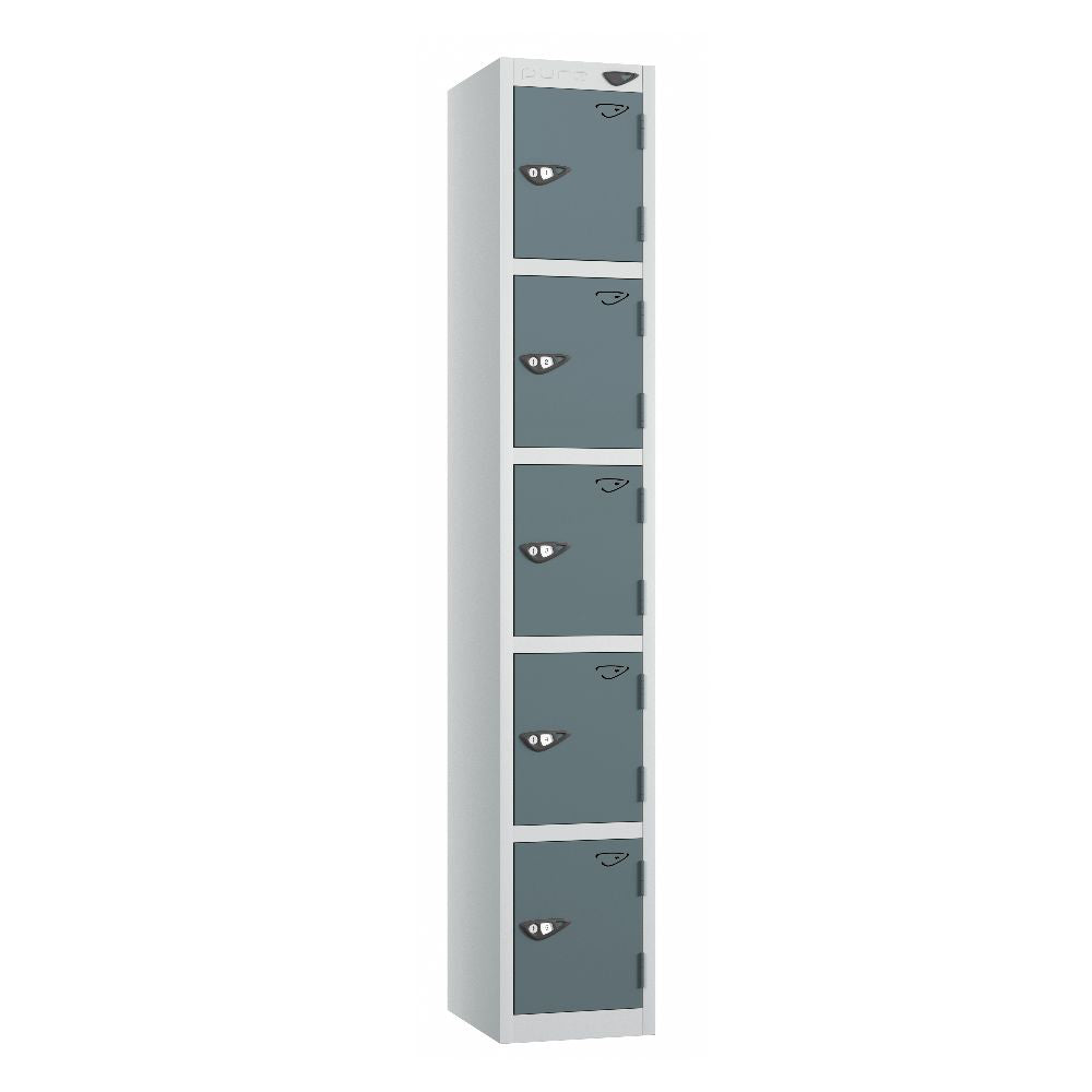 Prime 5-Door Steel Locker Pearl Silver Slate Grey
