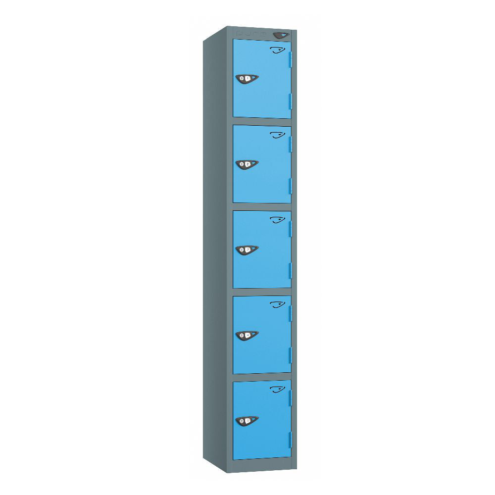 Prime 5-Door Steel Locker Slate Grey Cornflower Blue