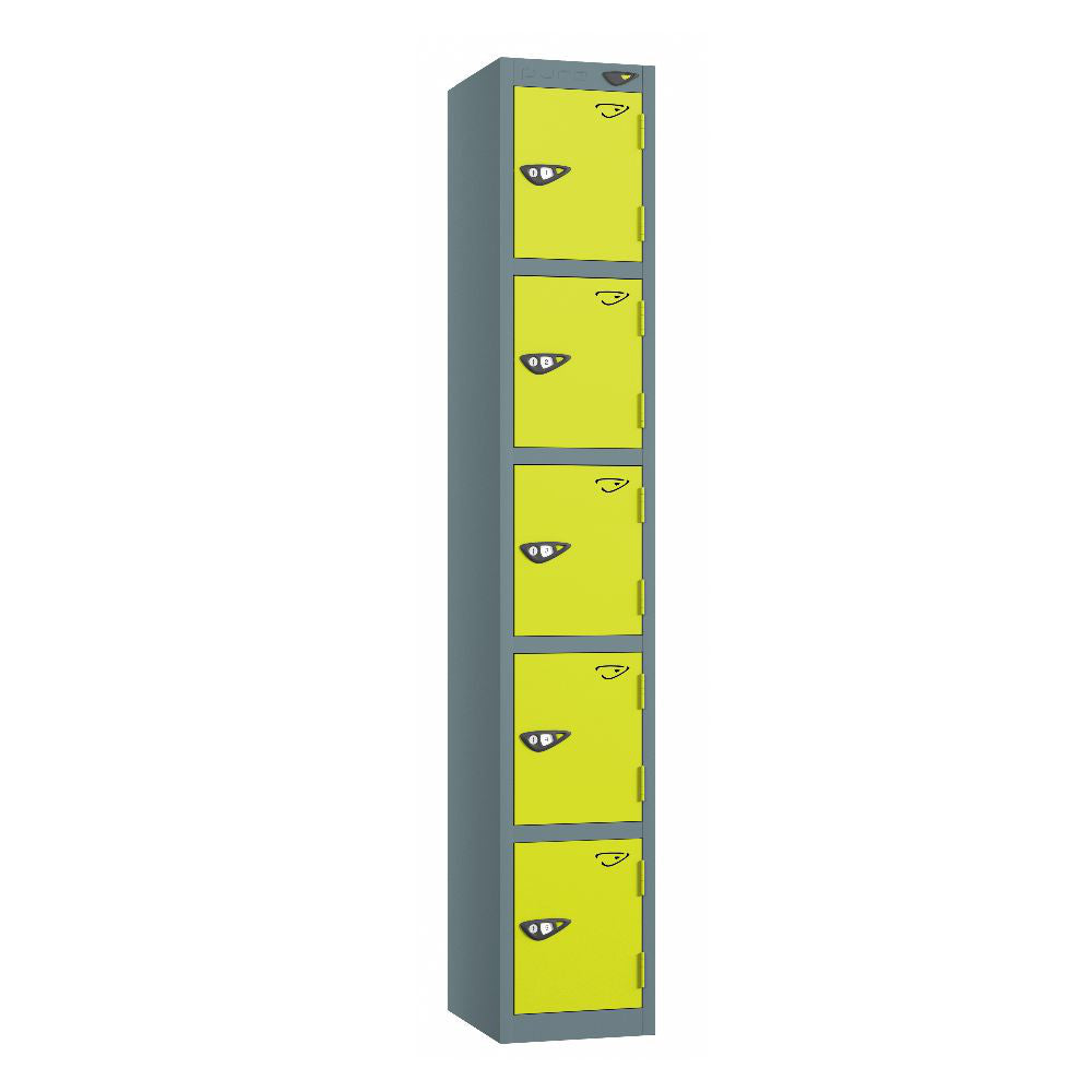 Prime 5-Door Steel Locker Slate Grey Lime Light