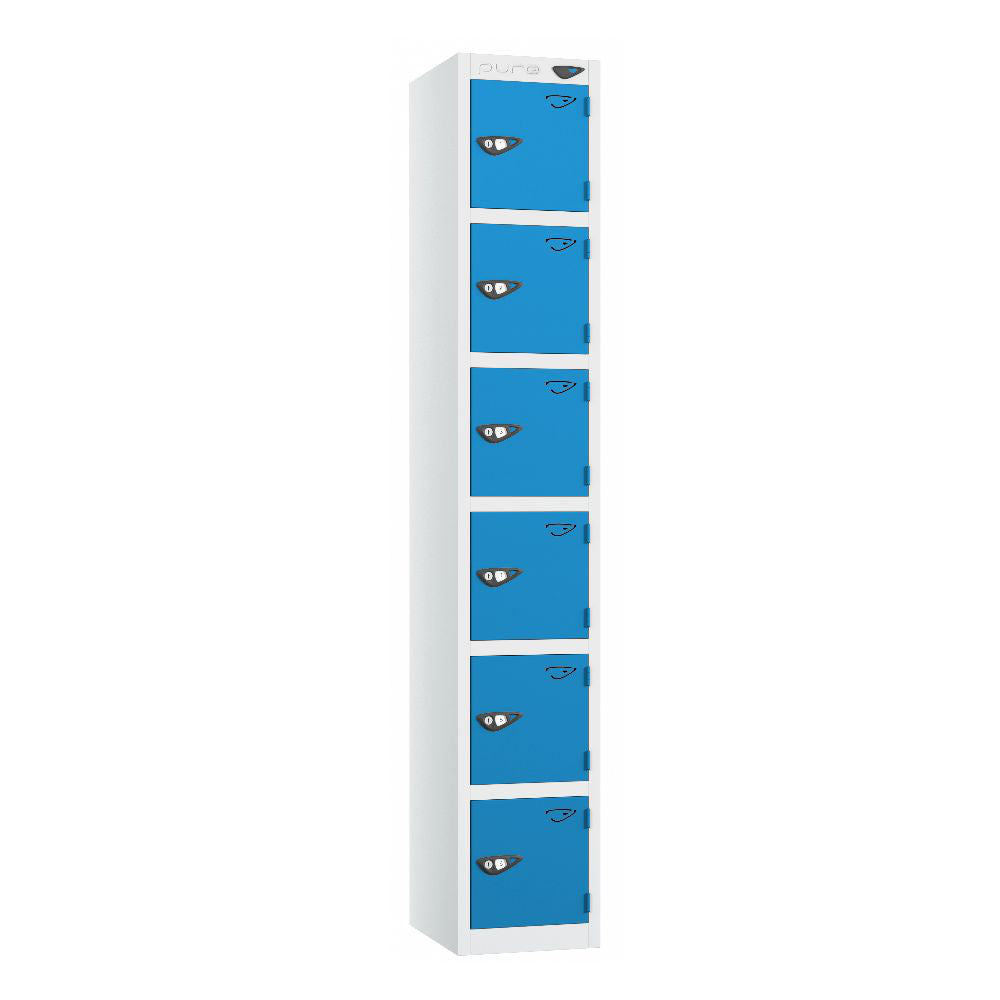 Prime 6-Door Steel Locker Arctic White Cobalt Blue