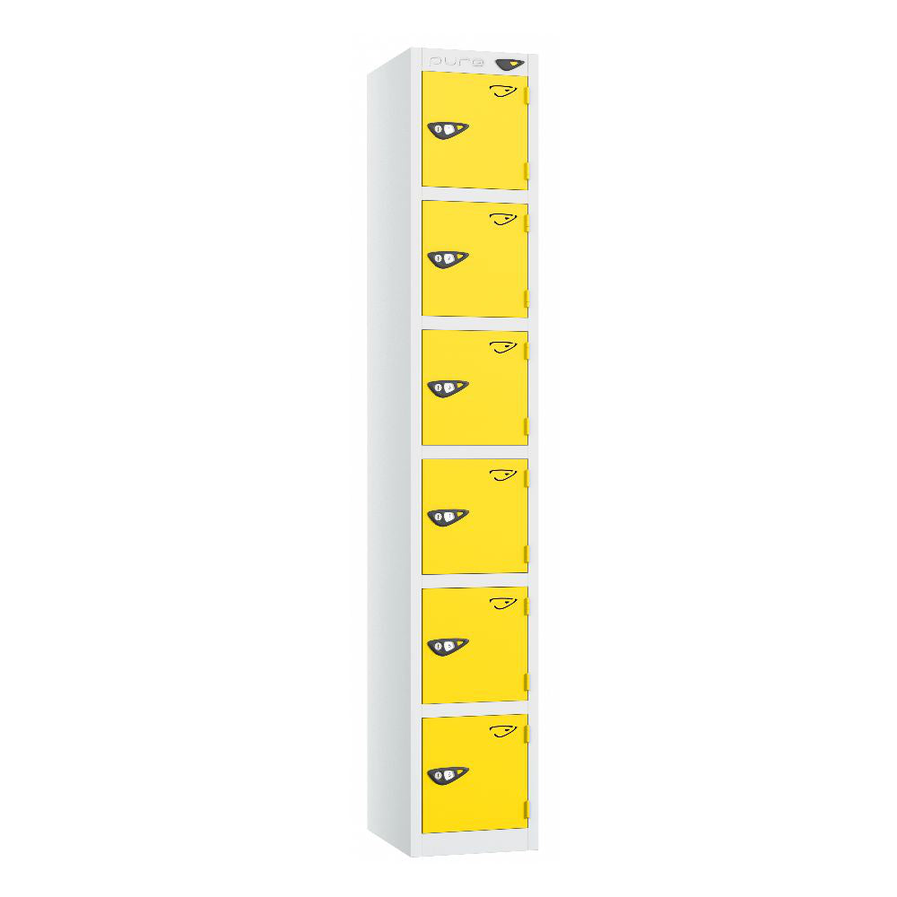 Prime 6-Door Steel Locker Arctic White Lemon Yellow