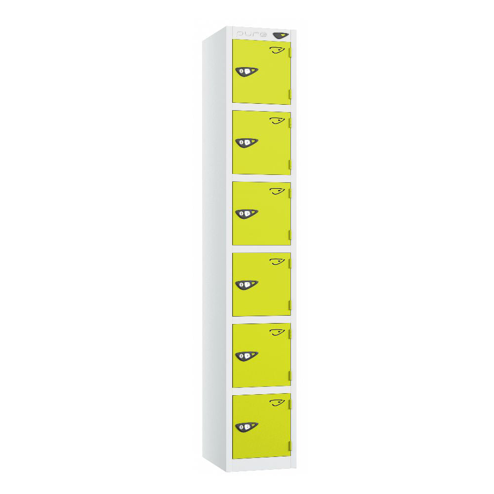 Prime 6-Door Steel Locker Arctic White Lime Light