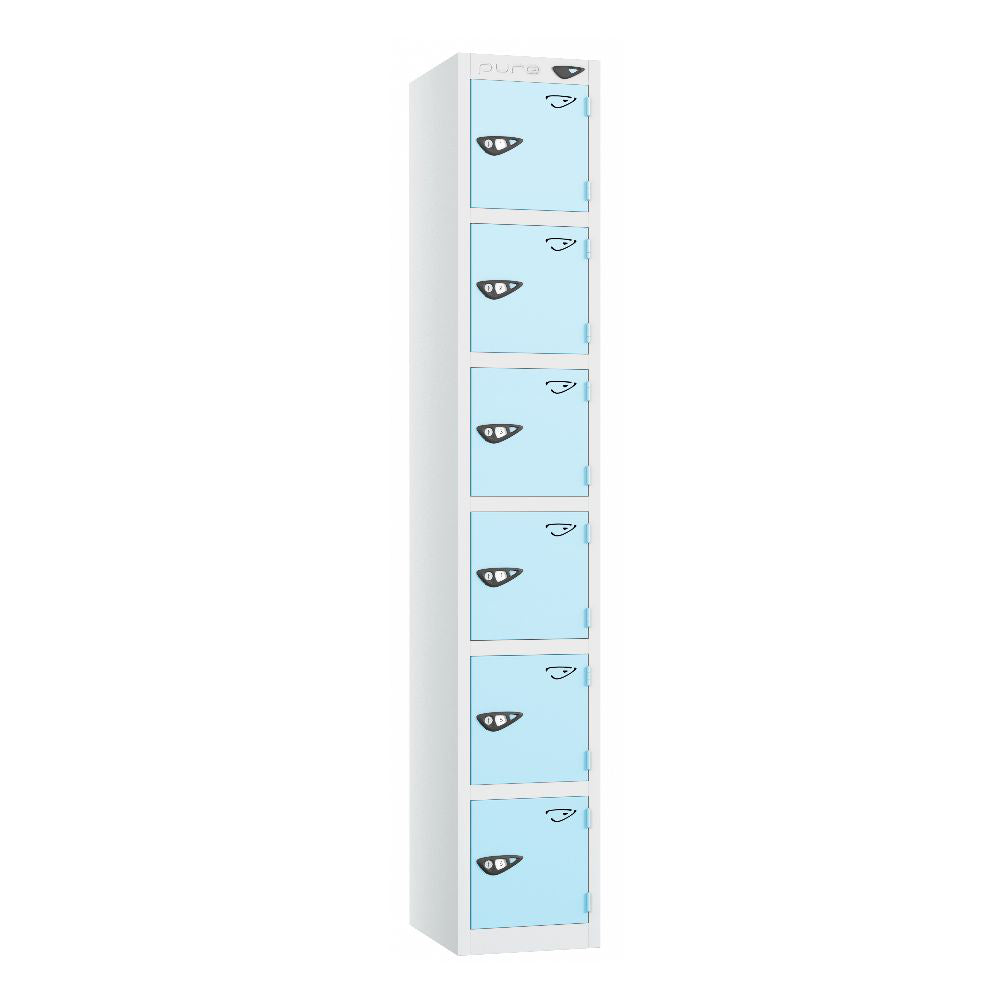 Prime 6-Door Steel Locker Arctic White Ribbon Blue