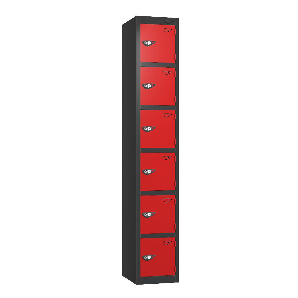 Prime 6-Door Steel Locker Black Flame Red