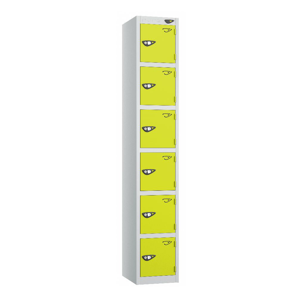 Prime 6-Door Steel Locker Pearl Silver Lime Light